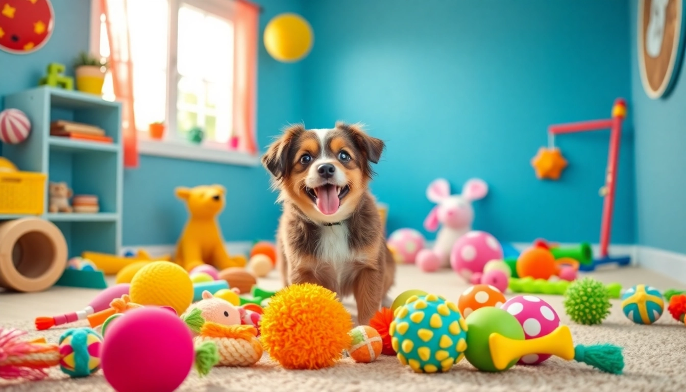 Engaging pet toys for dogs featuring colorful designs and diverse shapes.