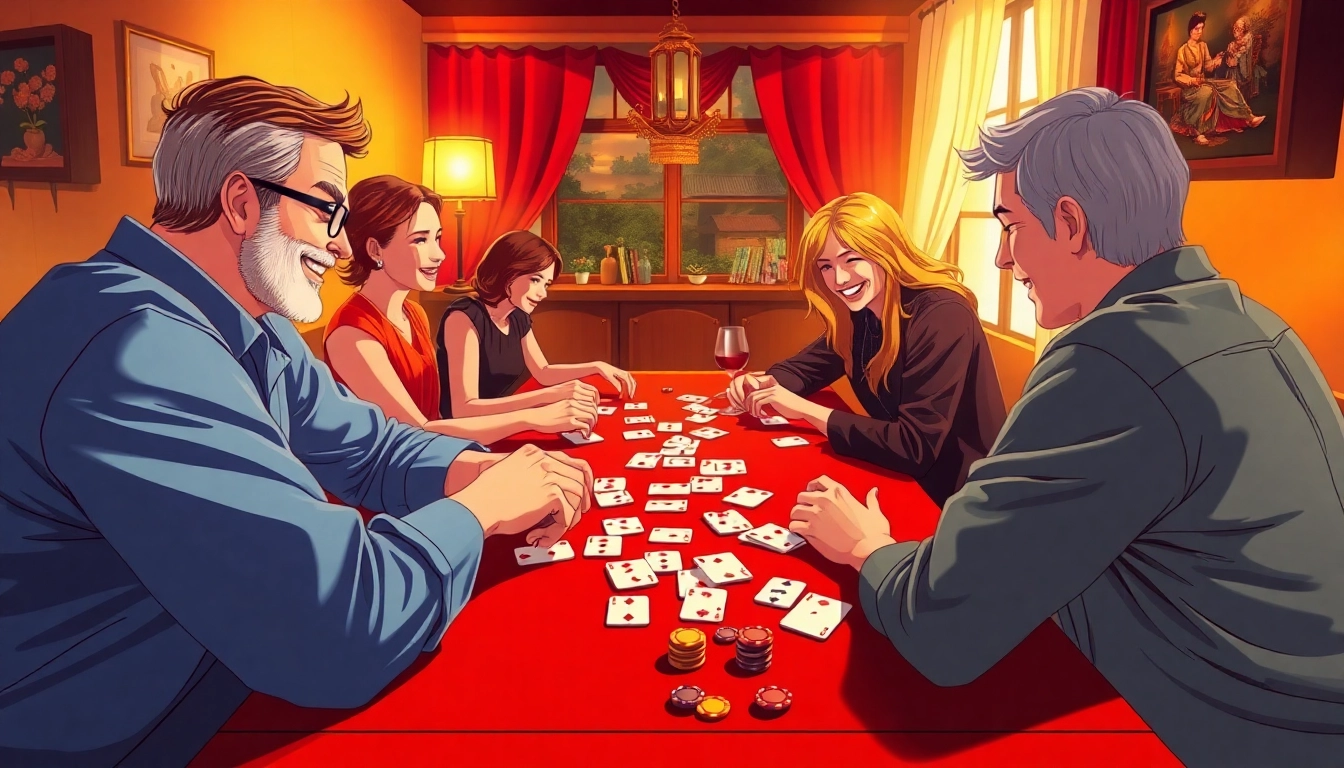 Play rummy wealth with friends around a colorful card table full of excitement and interaction.