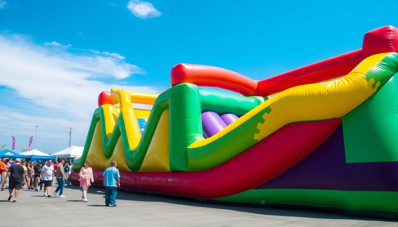 Kids navigating an inflatable obstacle course filled with vibrant colors and fun challenges.