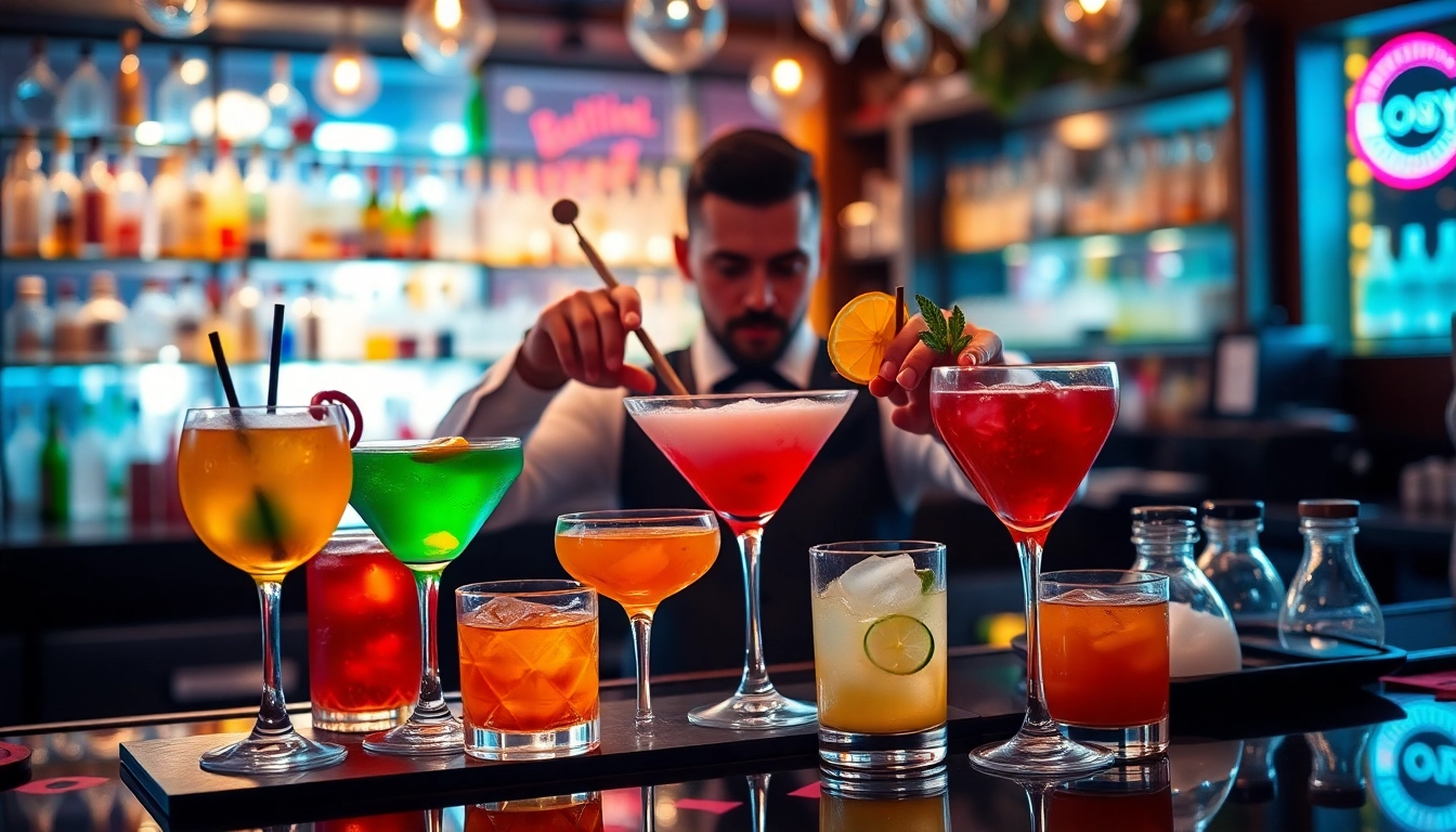 Creating delicious cocktails during a cocktailkurs with professional guidance.