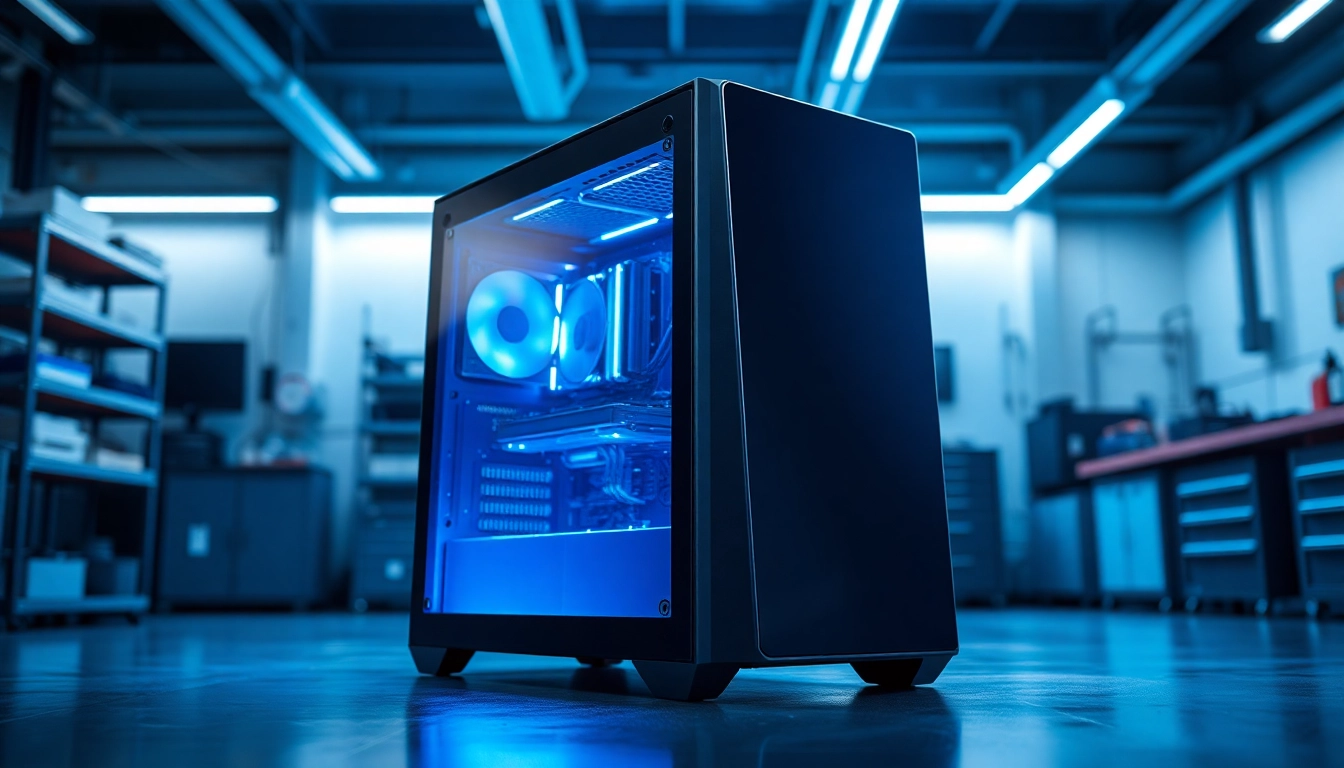 Showcase of PC CASE Manufacturer's stylish design with transparent panel highlighting the internal components.