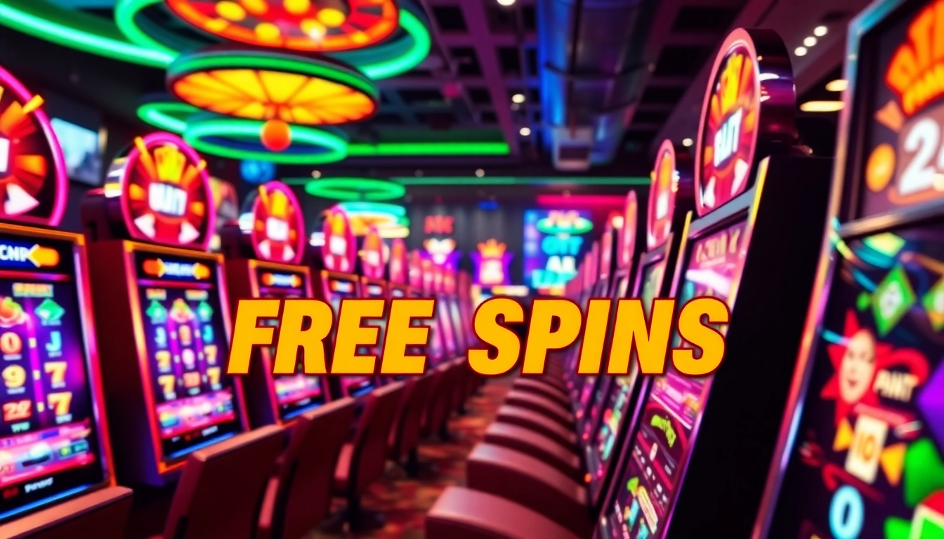 Enjoy thrilling free spins with colorful slot machines lighting up the casino floor.