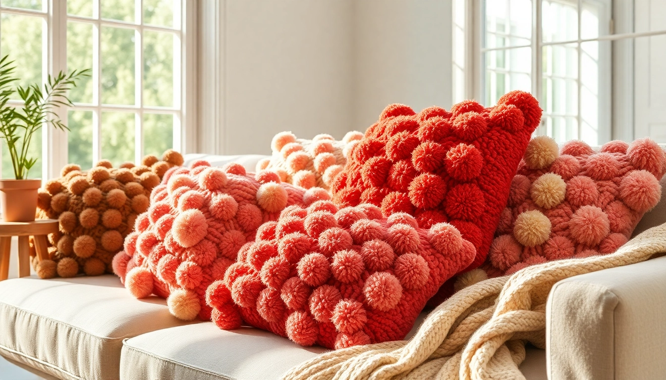 Shop vibrant pompom cushions for your home decor at https://labboho.com/collections/pompom-cushion, featuring playful designs.