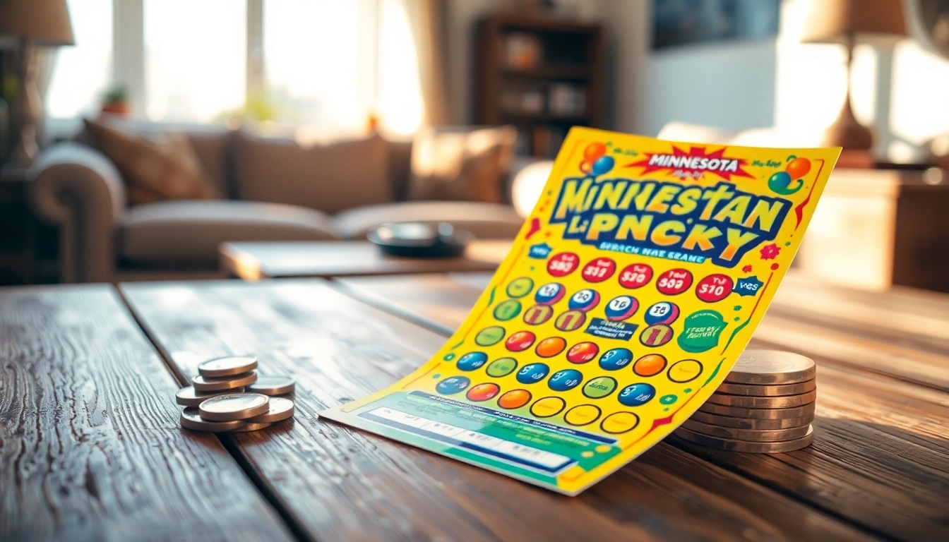 Engaging mn lottery scratch game ticket displayed with vibrant colors and cozy ambiance.