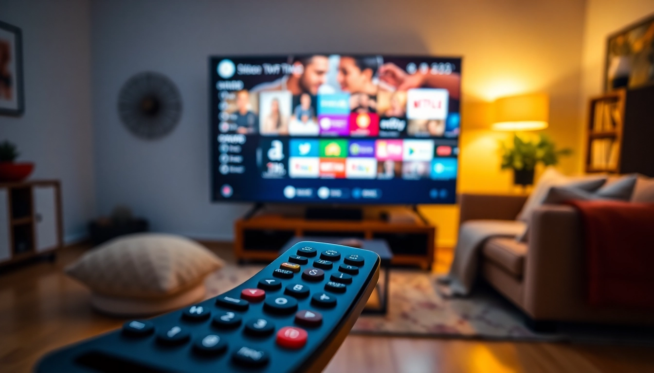 Experience IPTV Subscription USA with a modern home setup showcasing vibrant channels on a Smart TV.