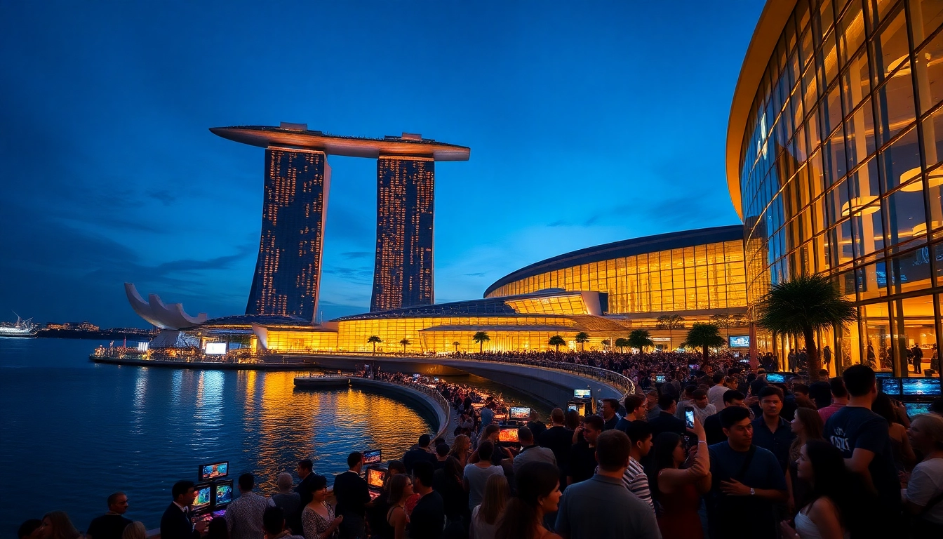 Experience the vibrant atmosphere of a singapore casino at Marina Bay Sands, capturing its elegance and excitement.