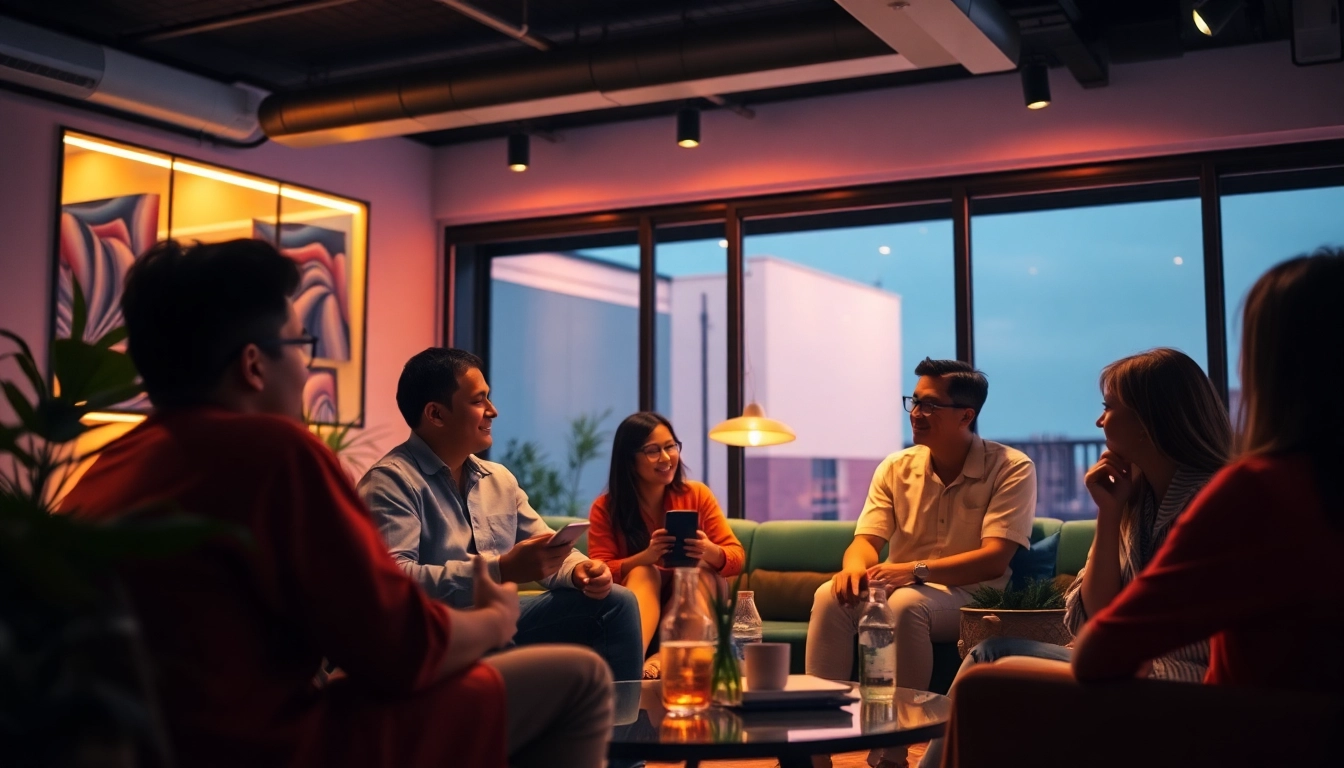 Experience lively discussions on شات الرياض with a vibrant digital chat room showcasing diverse users.