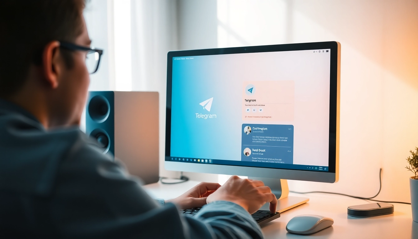 A person actively engaging with telegram下载电脑版 on their desktop, showcasing its user-friendly interface.