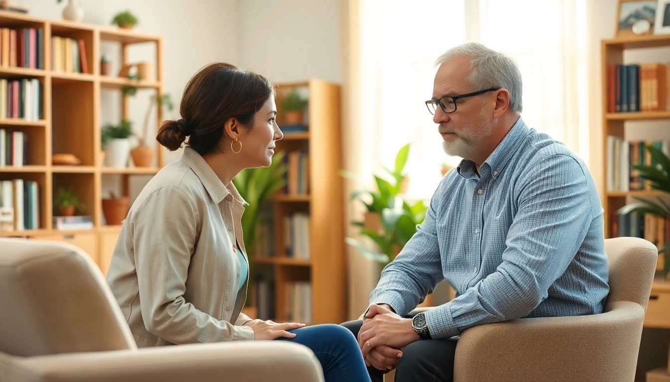 Psychologist helping a client understand fear conditioning in a supportive therapy session.