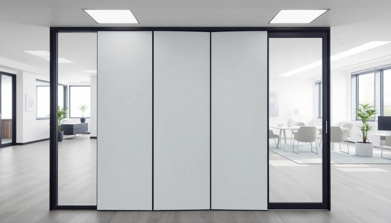 Showcasing a Folding Partition Wall in a contemporary office setting, facilitating space flexibility.