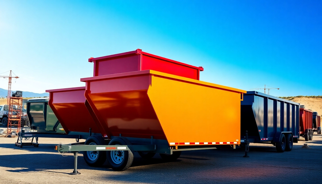 Showcase of dumpster trailers for sale featuring modern designs and bright colors