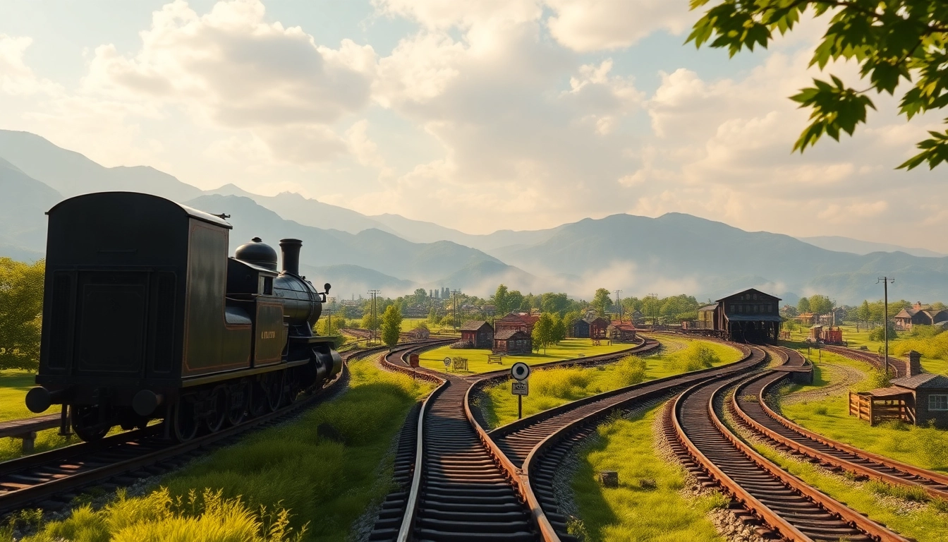 Download railroad tycoon free download featuring a vintage train on an intricate railroad.