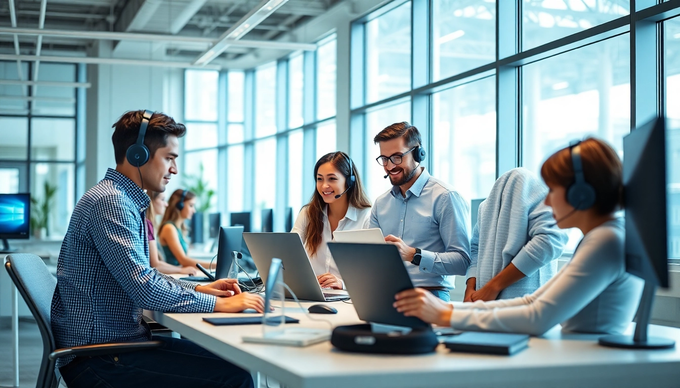 Experts providing managed it support in a collaborative office environment.