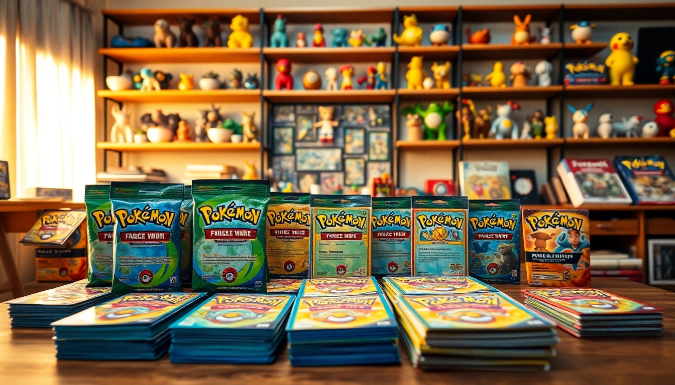 Showcase vibrant Pokémon cards in India, featuring booster packs and collectibles in an inviting gaming room.