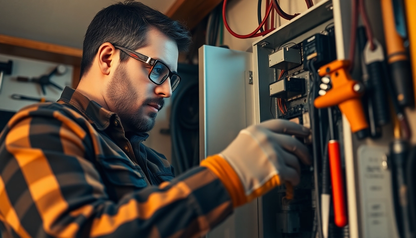 Electrician Clearwater repairing residential electrical panel with professional care.