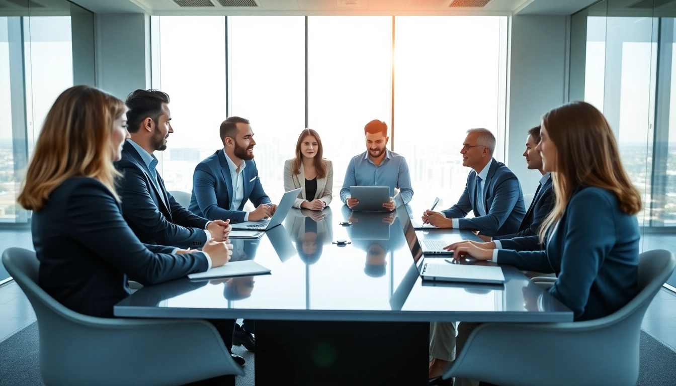Engaged professionals from Quickplus Business Consultants collaborating in a modern office setting.