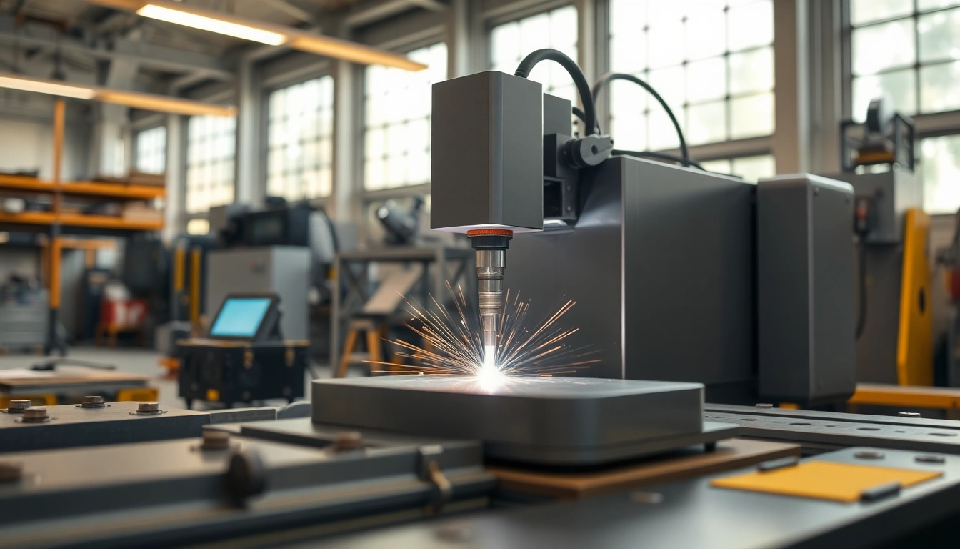 Laser welding machine showcasing precision welding techniques in a modern workshop environment.
