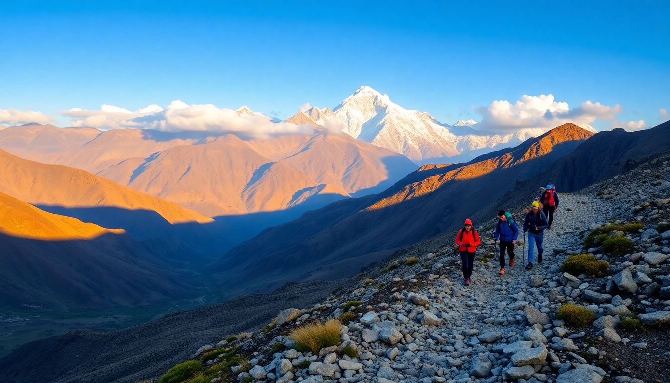 Group of trekkers enjoying the breathtaking Annapurna Circuit Trek in the Himalayas