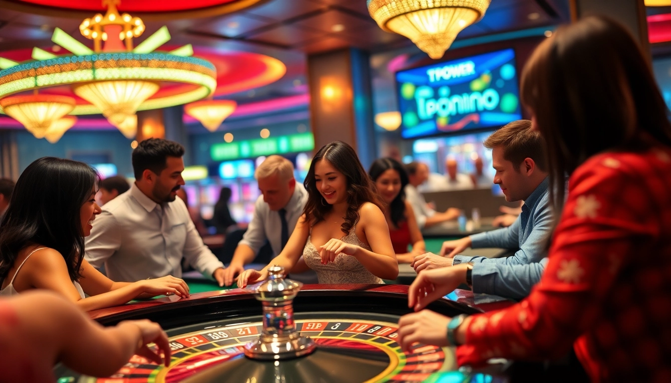 Players enjoying the excitement at TPower casino's vibrant roulette table.