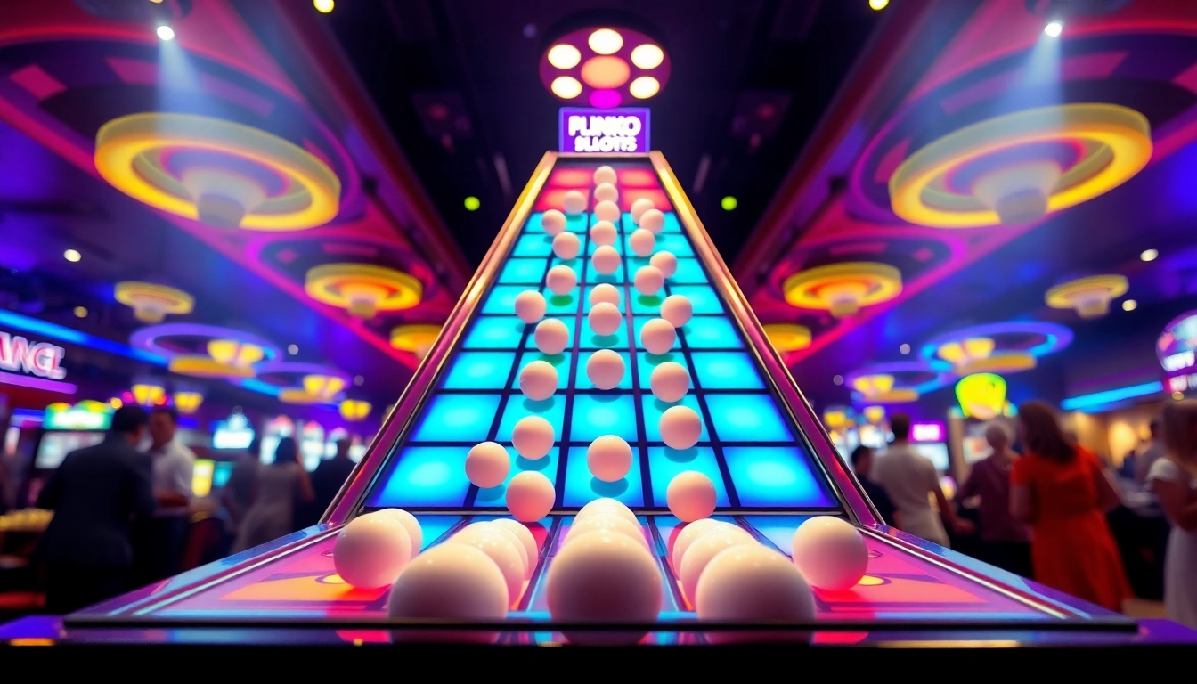 Menampilkan plinko slot dengan bola yang bergerak cepat di papan permainan yang menarik.