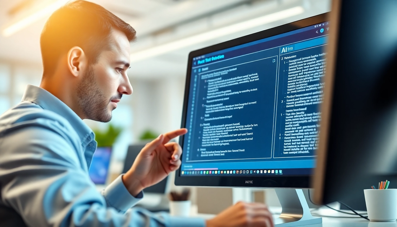 Analyze AI detection results with a professional tool in a modern office setting.