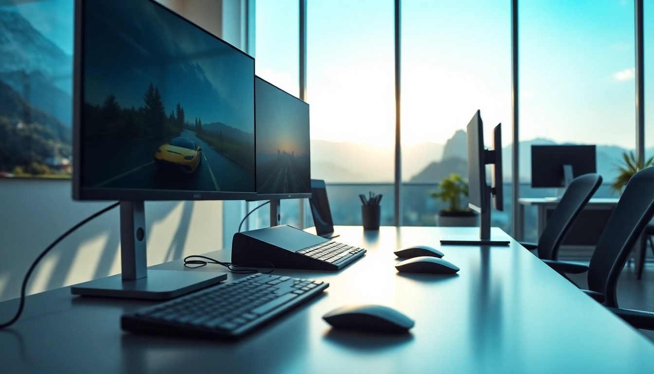 Showcase an ergonomic virtual desktop setup enhancing productivity.