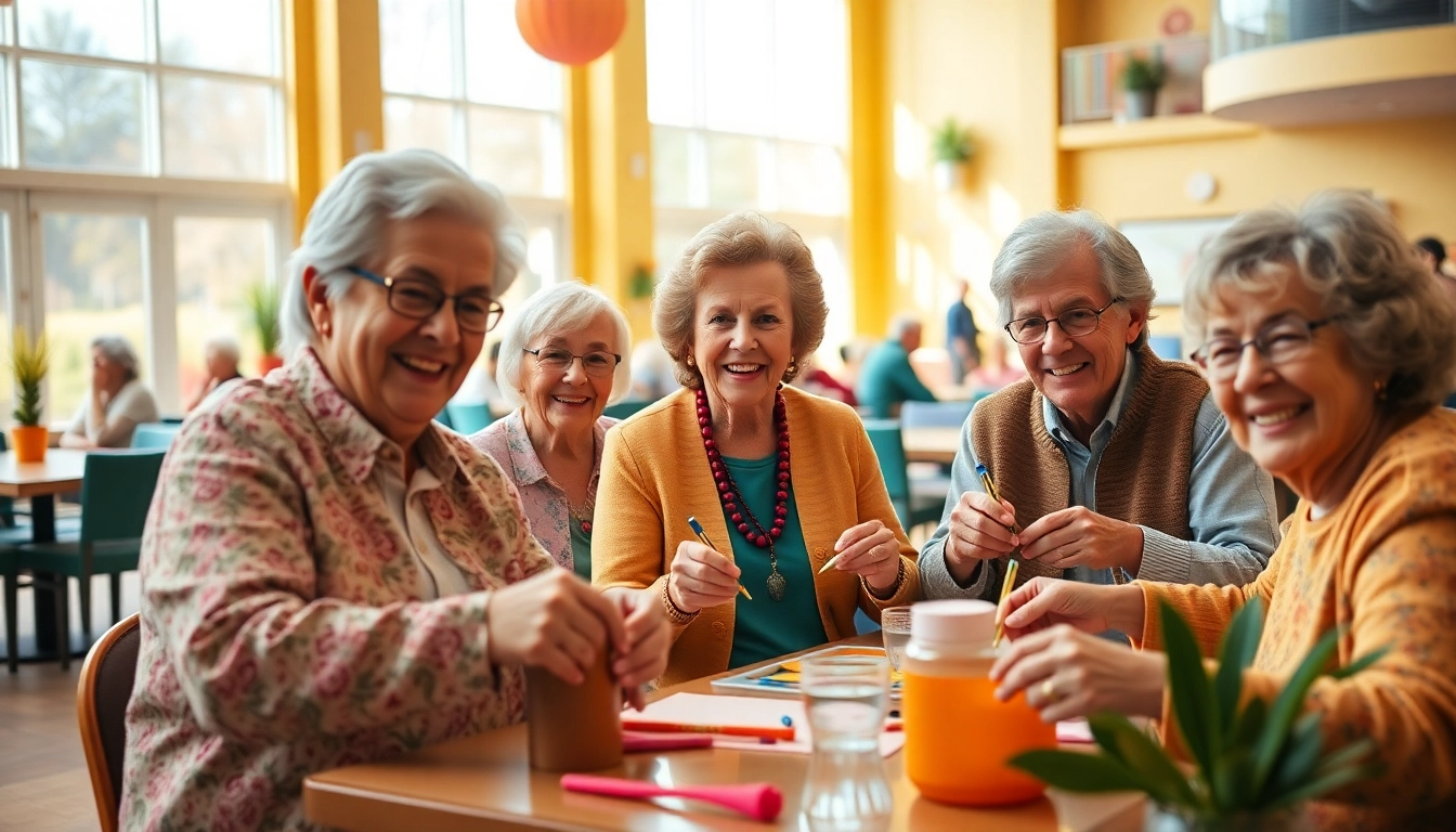 Active seniors enjoying a community program at a senior center Las Vegas Nevada, highlighting engagement and joy.