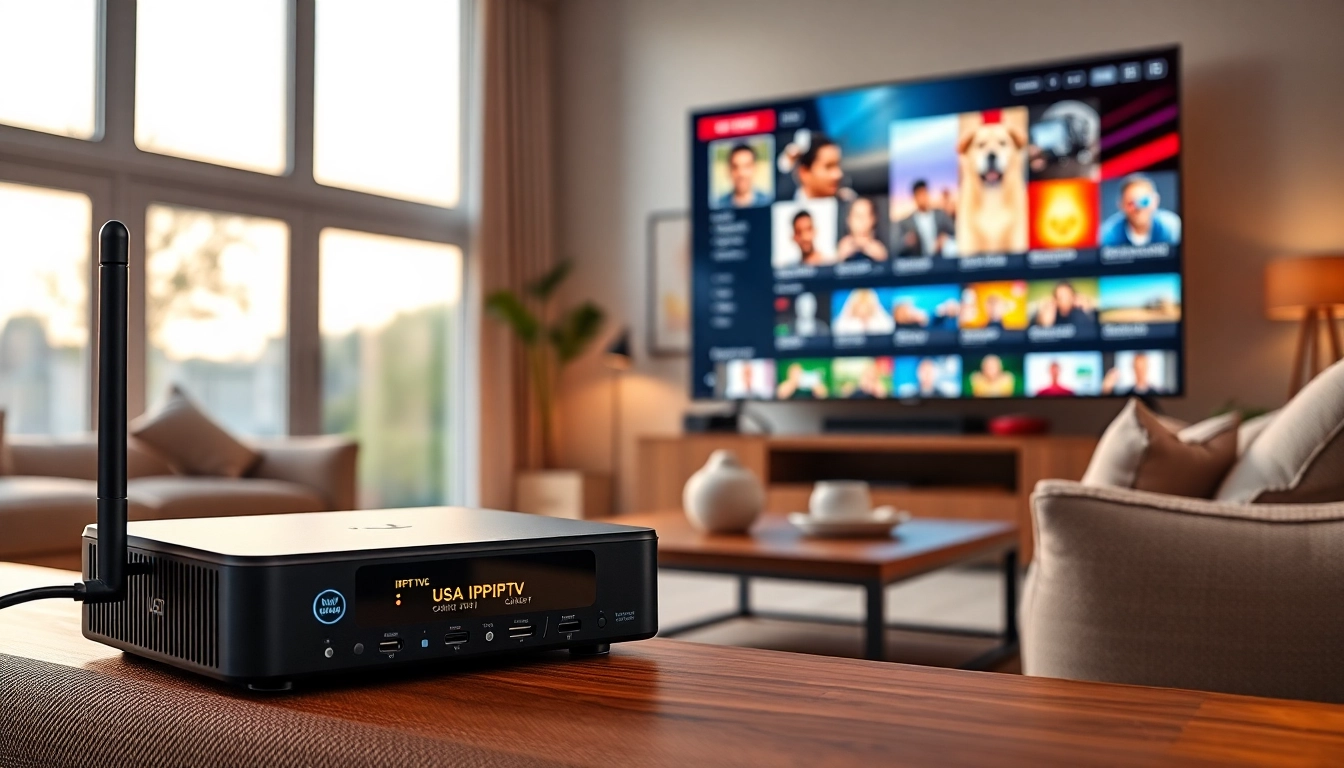 Stream USA IPTV channels on a modern TV setup with vibrant colors and sleek design.