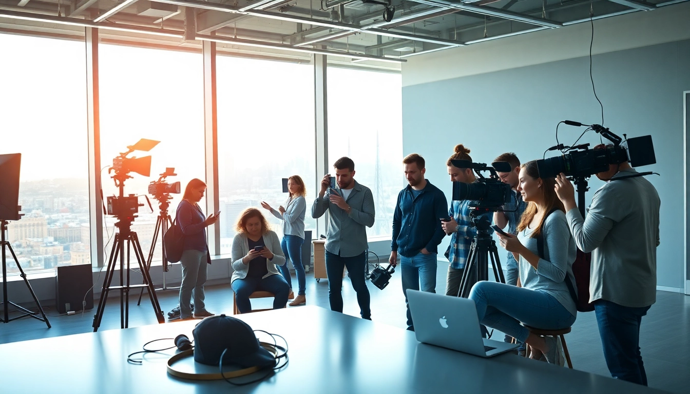 Creative professionals engaged in video production san francisco studio, showcasing teamwork and innovation.