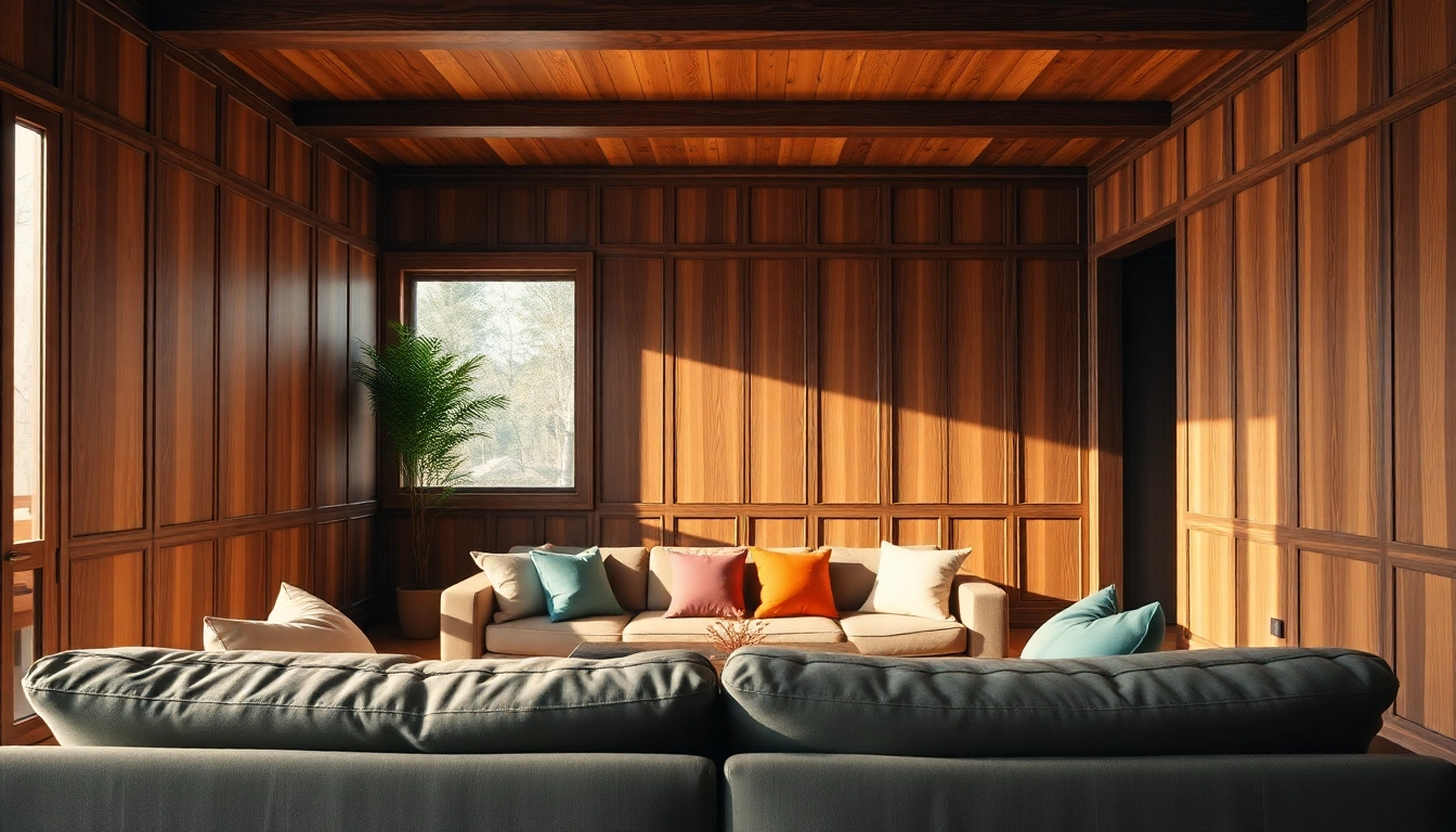Inspiring wood wall paneling ideas enhancing a cozy living room with rich textures.